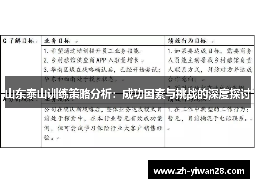 山东泰山训练策略分析：成功因素与挑战的深度探讨